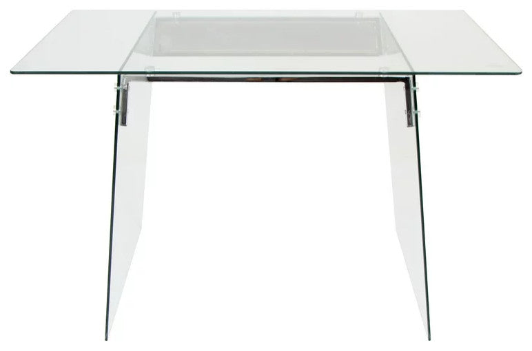 Contemporary Desk, Clear Tempered Glass Construction & Stainless Steel Accents