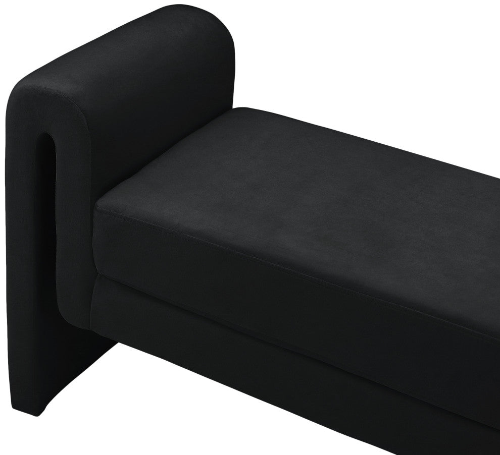 Sloan Velvet Upholstered Bench, Black, 51" Wide