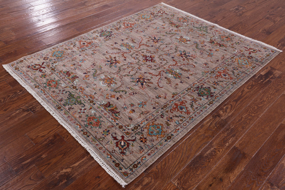 Persian Tabriz Hand-Knotted Wool Rug 5' 2" X 6' 7" Q10222