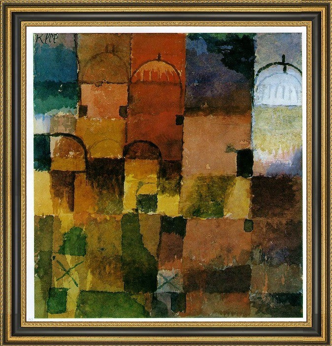 Paul Klee Red and White Domes - 16" x 16" Framed Premium Canvas Print