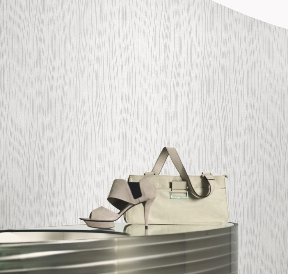 One-Seven-Five, Lavish Futuristic Harmonious White Wallpaper Roll