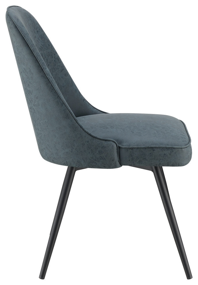 Penton Swivel Chair 2-Pack, Navy Faux Leather With Black Legs
