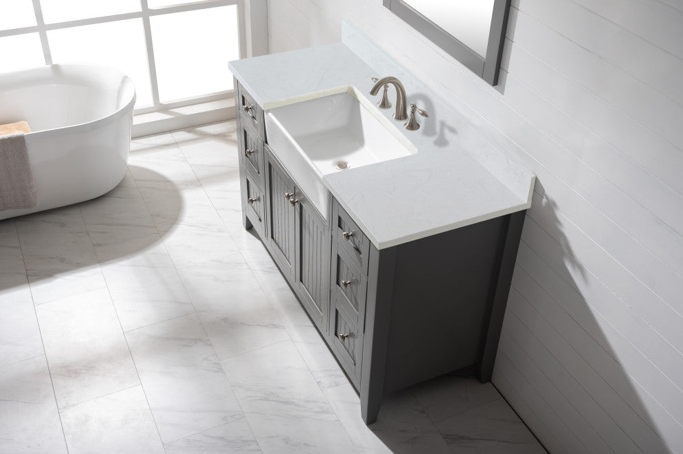 The Alpine Bathroom Vanity, Gray, 54", Single Sink, Freestanding