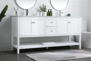 72" Double Bathroom Vanity, White