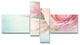 Pink Flowers against Blue Background, Floral Canvas Art Print, 60"x32", 4 panels