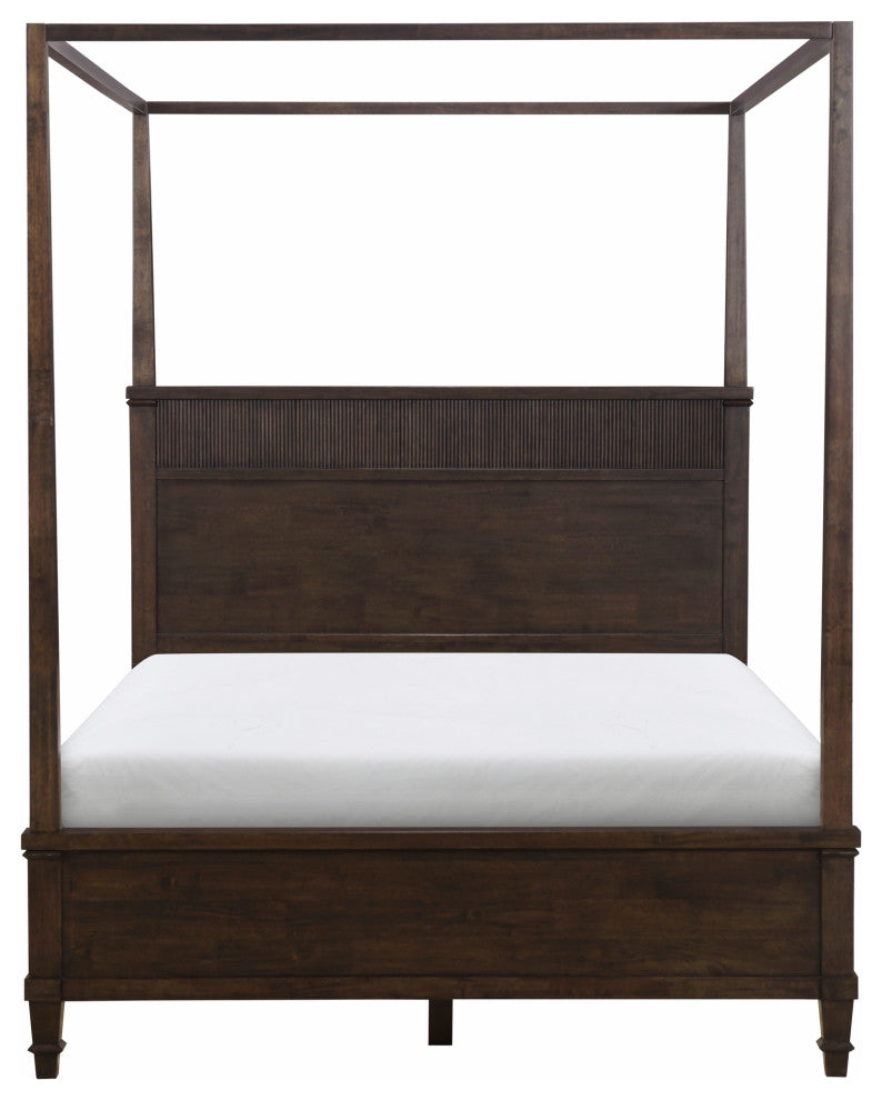Martha Stewart Kenna Bed, Console Table, Nightstand, Dark Coffee, Bed-Queen Size
