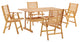 Hatteras 5 Piece Outdoor Patio Eucalyptus Wood Dining Set Natural