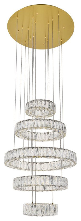 Mali Integrated LED Chip Light Gold Chandelier Clear Royal Cut Crystal