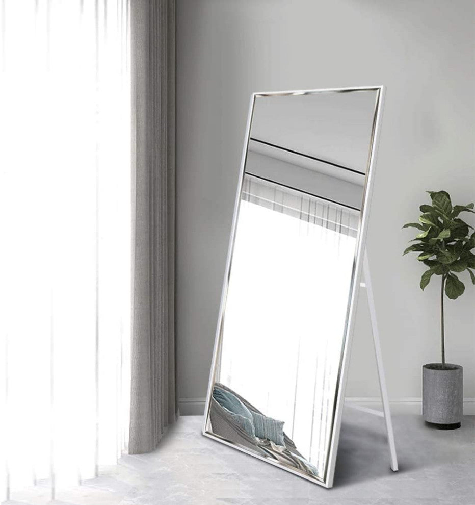 Wall Mounted Mirror, Vertical Black Frame, White