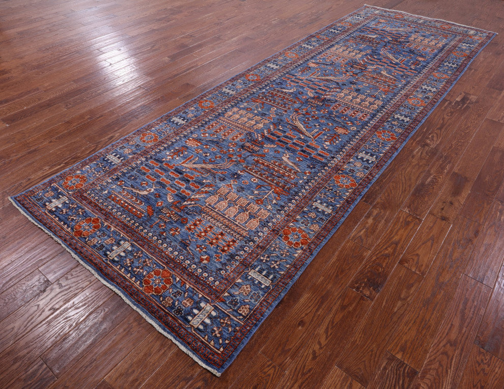 4' 10" X 13' 10" Persian Fine Serapi Hand-Knotted Wool Rug - Q12901