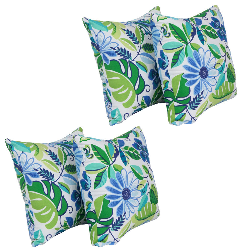17" Square Polyester Outdoor Throw Pillows, Set of 4, Lensinhl Lagoon