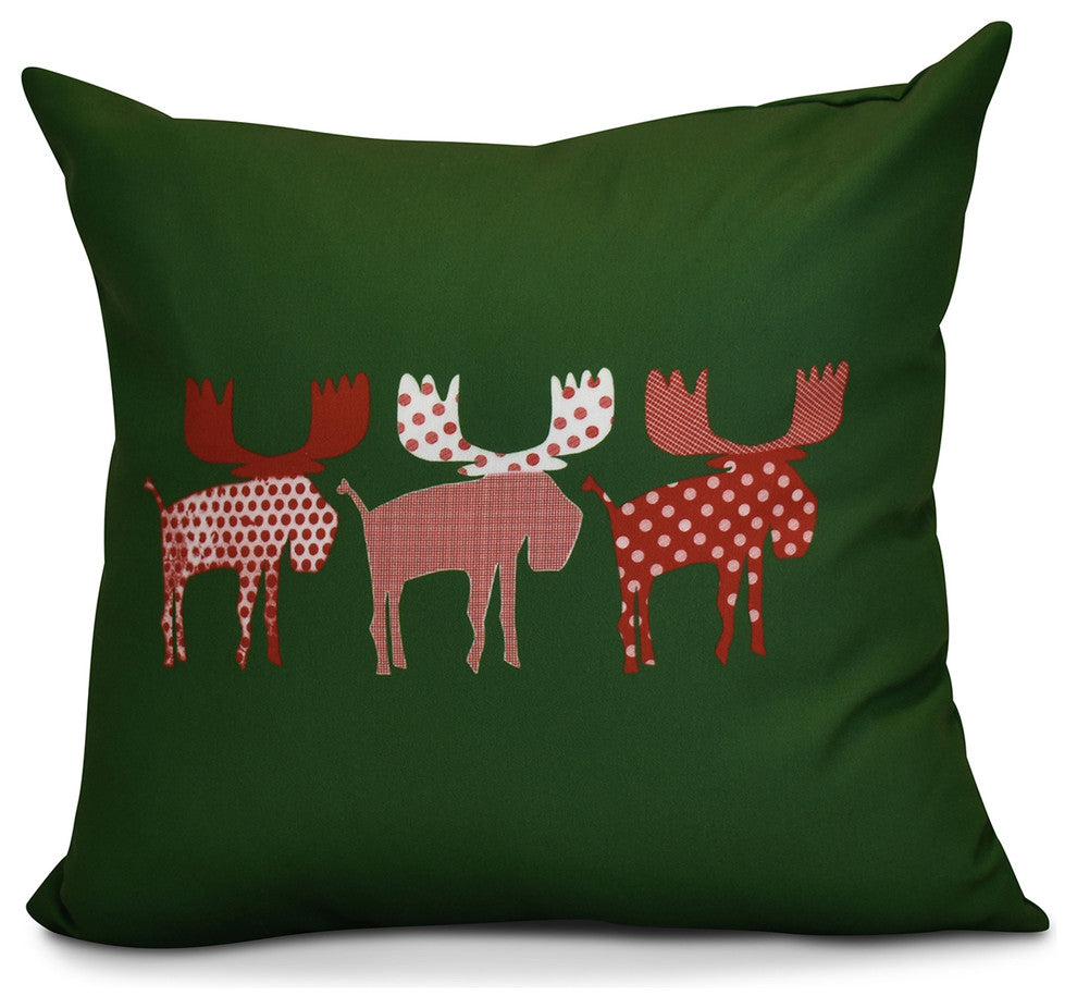 Merry Moose Pillow, Green, 20"x20"