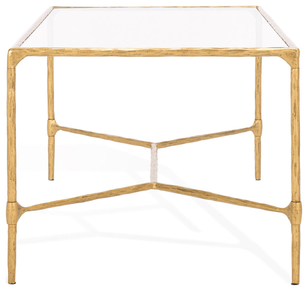 Safavieh Couture Isabellina Metal Coffee Table, Brass / Clear