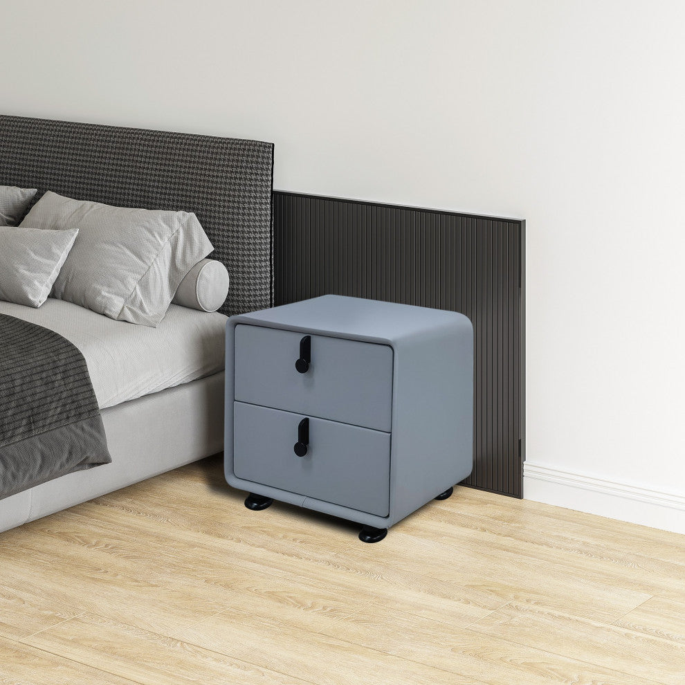 Modern Night Stands with Adjustable Metal Stubby Legs&Dual Drawers