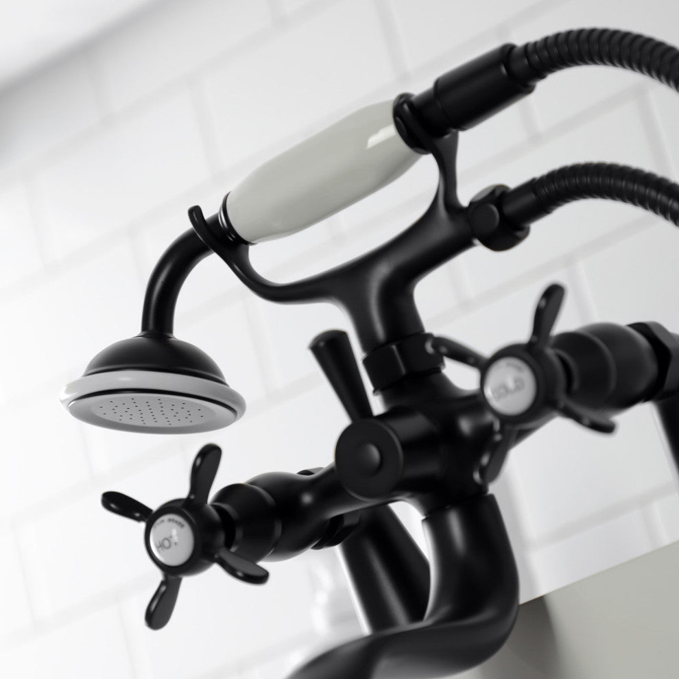 KS247MB Deck Mount Clawfoot Tub Faucet With Hand Shower, Matte Black