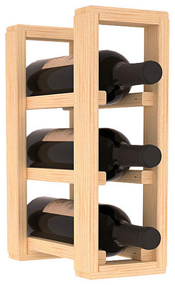 Pine 3-Bottle Countertop Wine Rack, Unstained