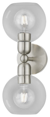 Downtown 2 Light Brushed Nickel Sphere Vanity Sconce