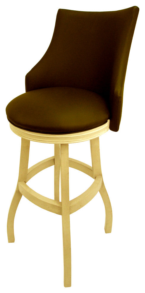 Swivel Tall Spectator Wood Bar Stool 34", Bellissima, Brown, Beige