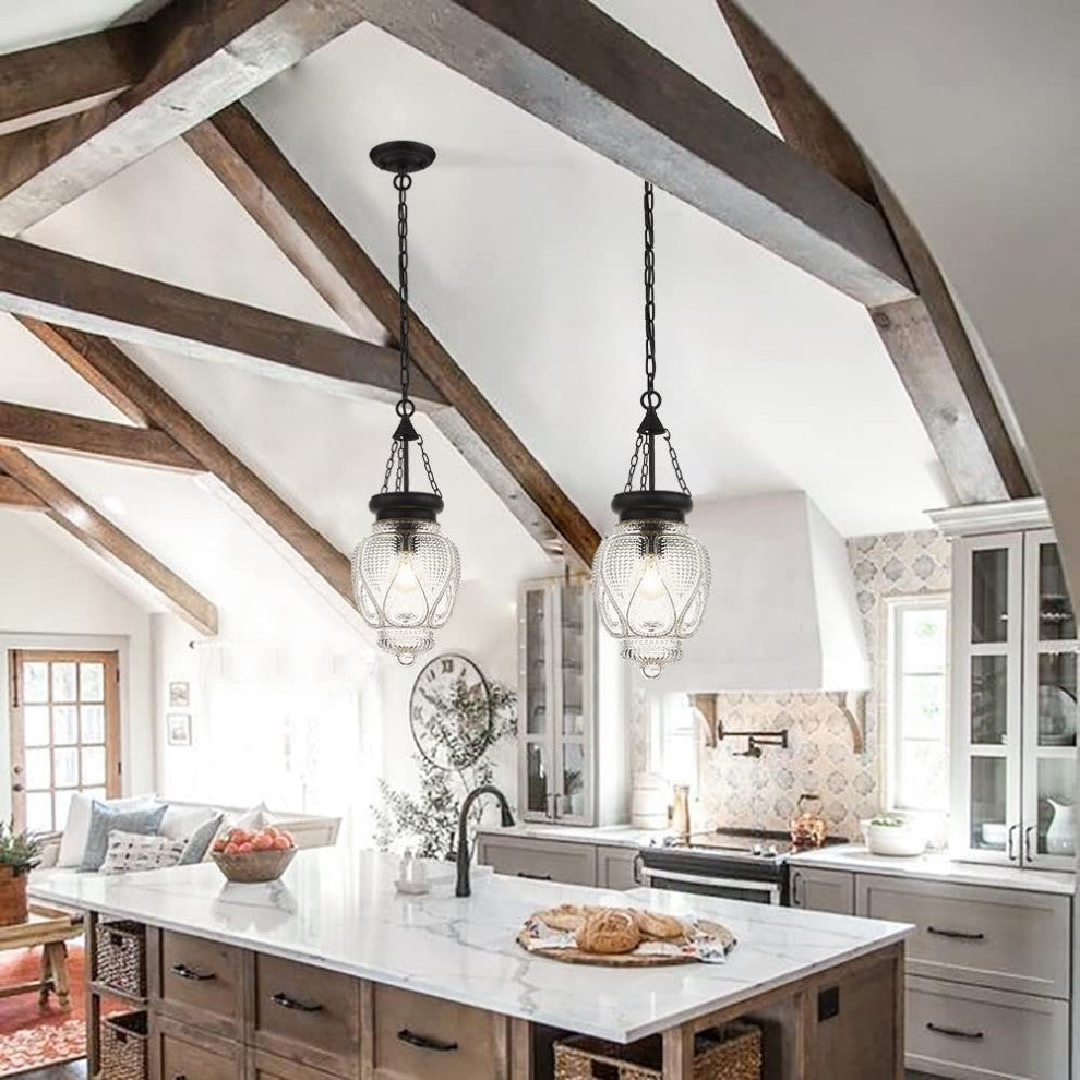 Black Kitchen Sink Light Fixture Glass Ceiling Pendant Light Farmhouse Hanging