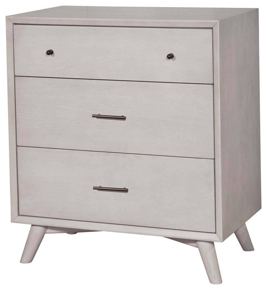 Flynn Mid Century Modern 3 Drawer Small Chest, Gray