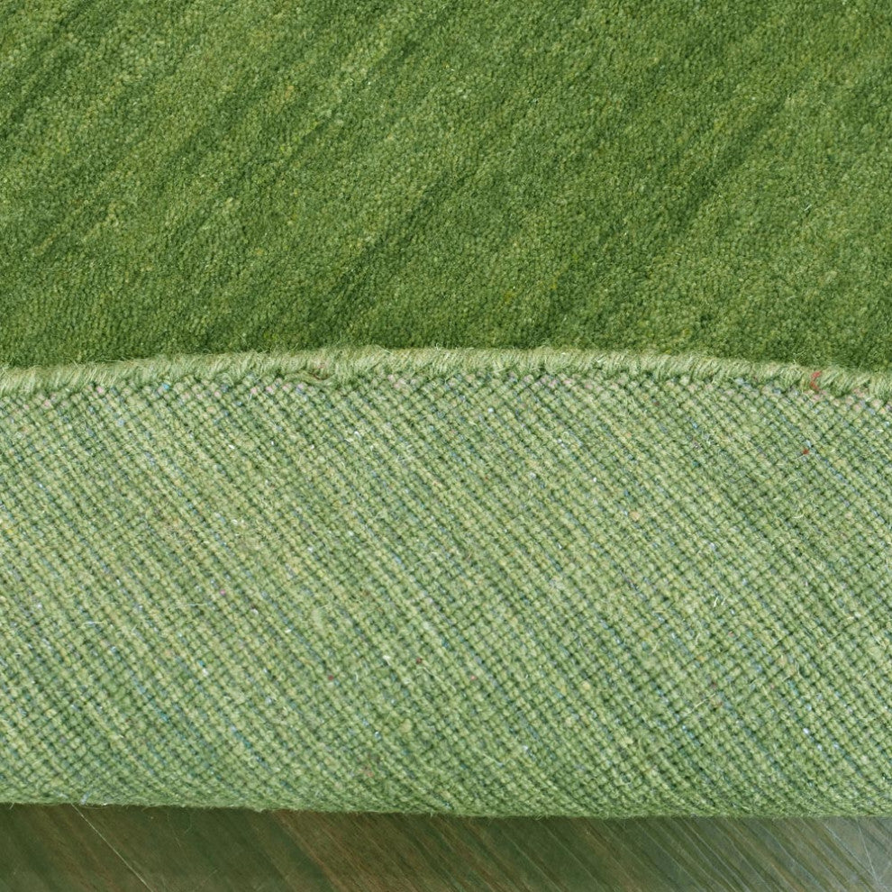 HAND KNOTTED LOOM WOOL ECO-FRIENDLY AREA RUGS-Round,Green,Solid Design