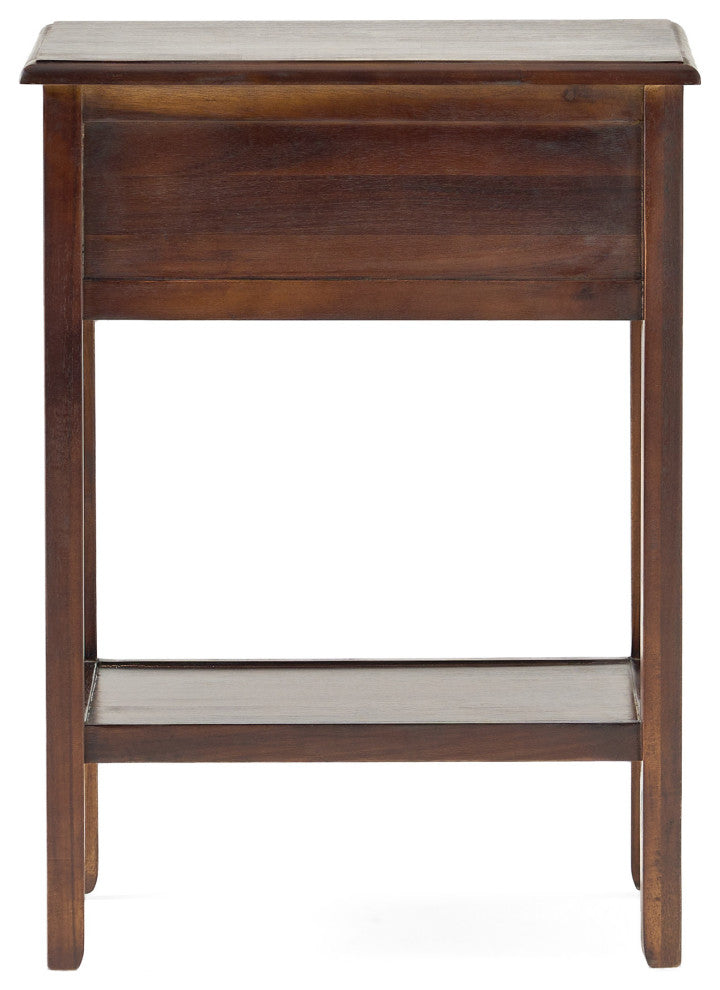 GDF Studio Noah Wood Top Drawer Accent Table, Brown Mahogany