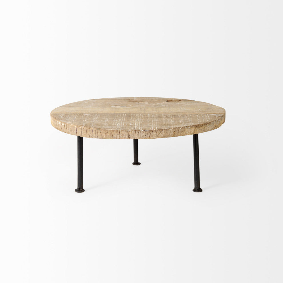 Cedric 15Lx15Wx6H Light Brown Wood With Black Metal Legs Display Stand