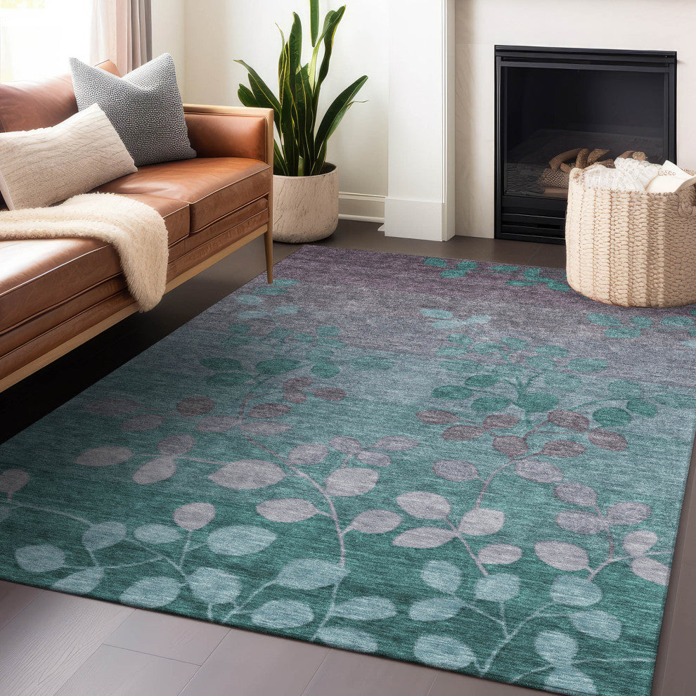 Machine Washable Indoor/Outdoor Chantille ACN1900 Teal 8' x 10' Rug
