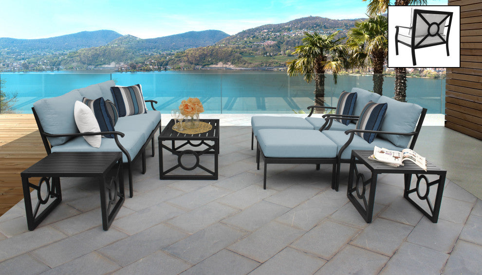 kathy ireland Madison Ave. 10 Piece Aluminum Patio Furniture Set 10c, Tranquil