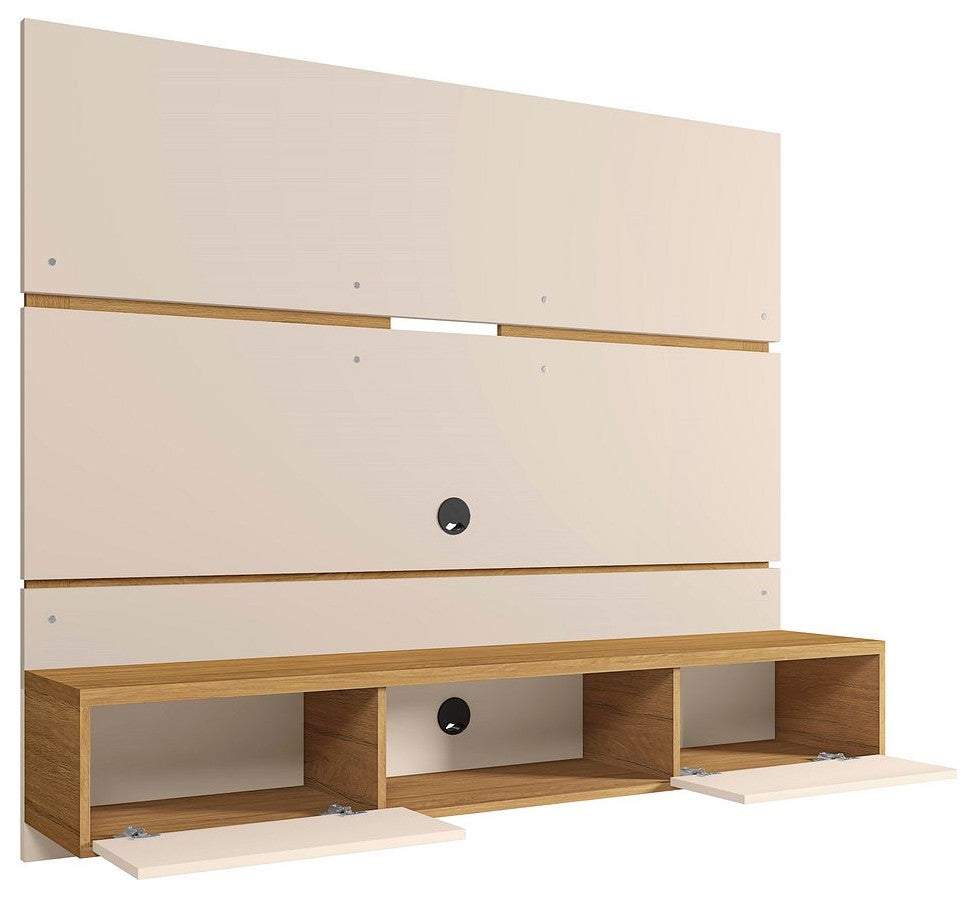 Vernon 62.99 Floating Entertainment Center in Off White and Cinnamon