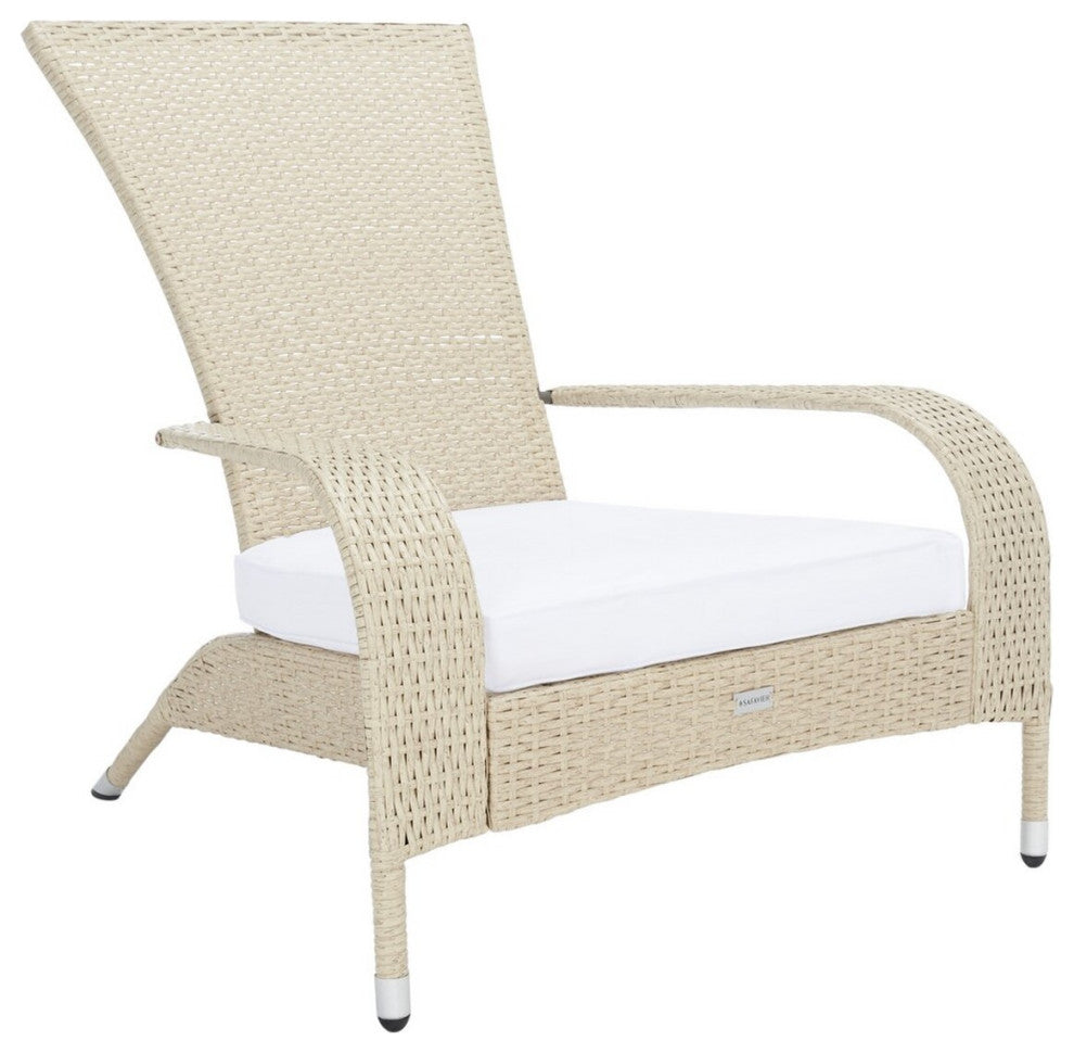 Safavieh Outdoor Edna 3 Piece Lounge Set Beige/White Cushion