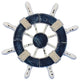 Rustic Dark Blue and White Decorative Ship Wheel 6'', Boat Steering Wheel