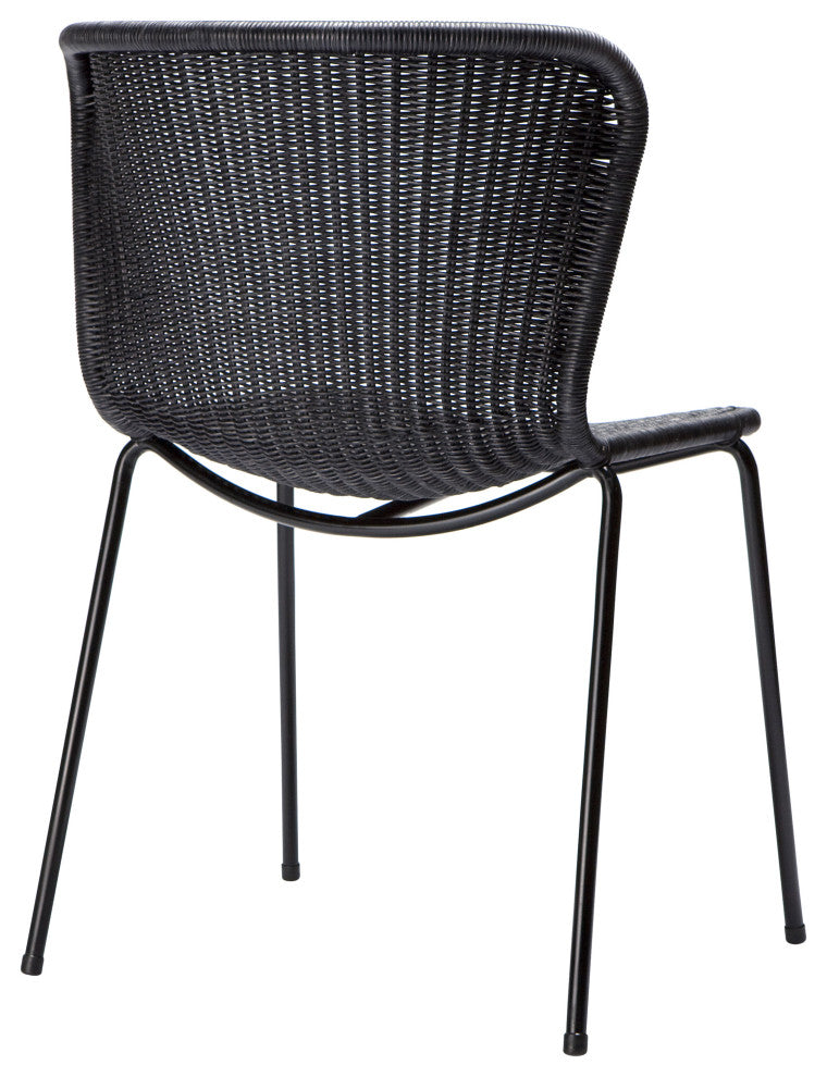C603 Rattan Dining Chair, Black Frame, Charcoal Seat