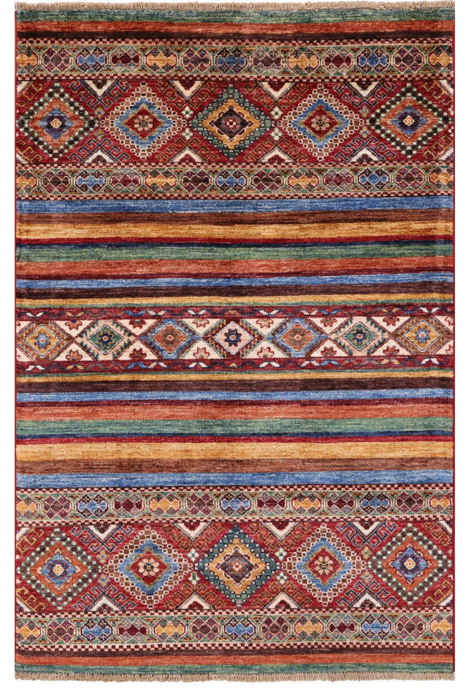 Khorjin Super Kazak Hand Knotted Wool Rug 3' 3" X 4' 10" - Q12321