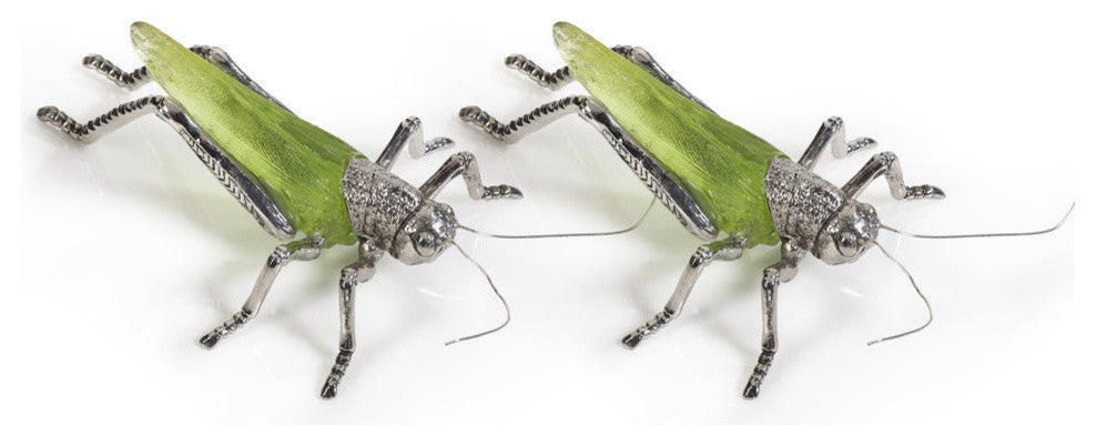 Decorative Grasshopper Figurine, Green (Set of 2)
