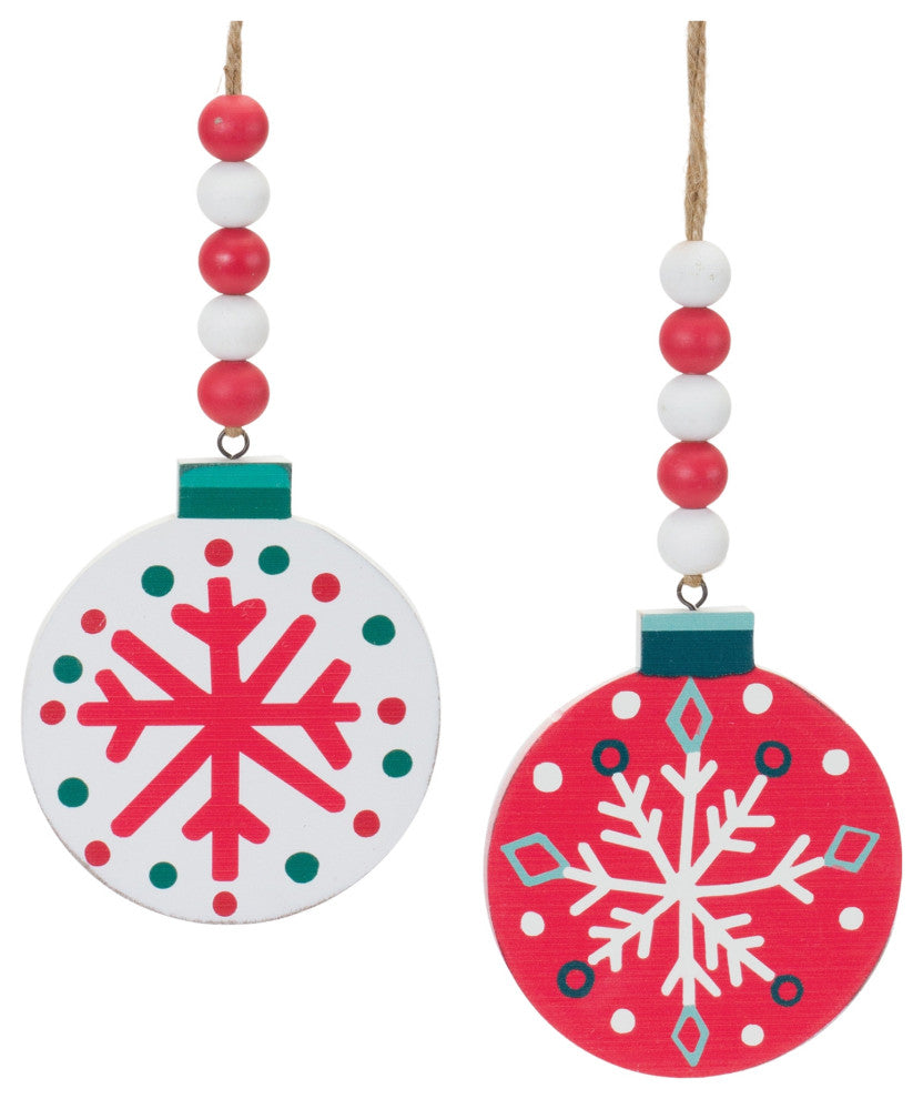 Wood Beaded Snowflake Ornament, 12-Piece Set