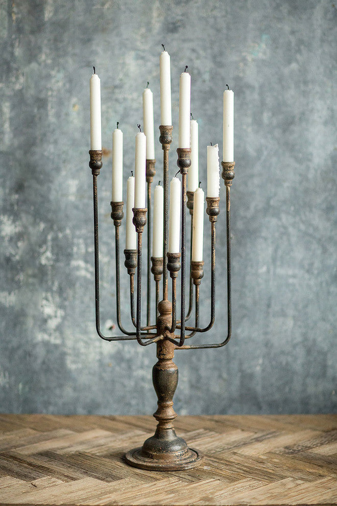 Rustic Black Iron Candelabra