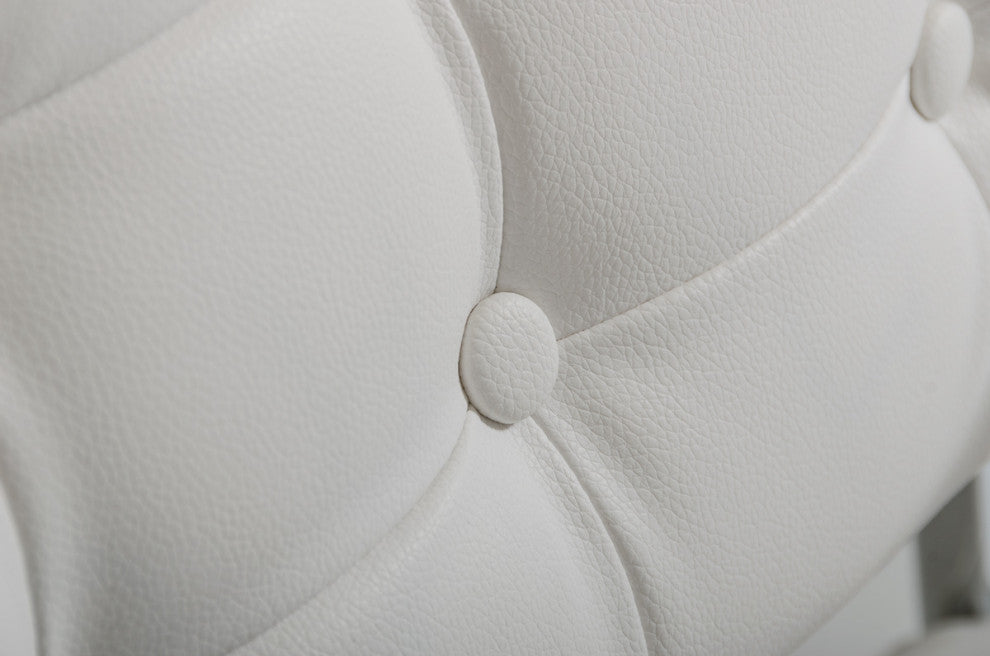 HomeRoots 33" White Leatherette and Steel Dining Arm Chair