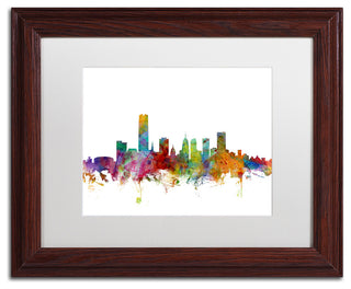 "Oklahoma City Skyline" Matted Framed Canvas Art by Michael Tompsett