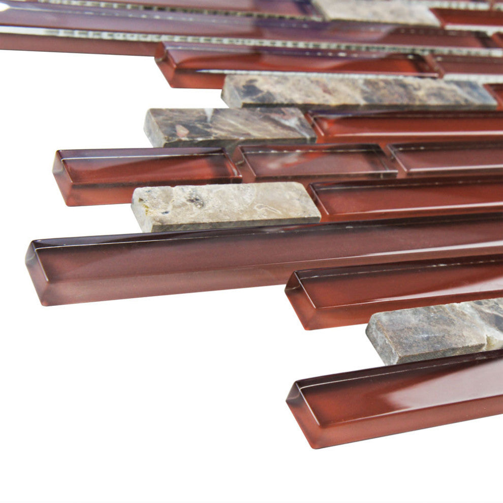 Tessera Piano Bordeaux Glass Wall Tile