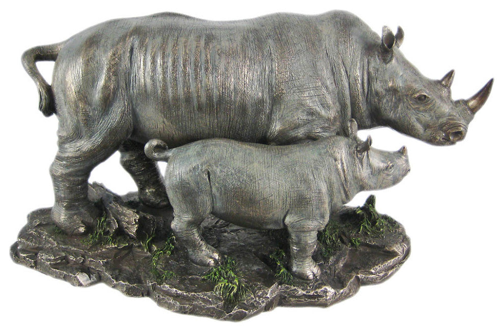 Mother And Child Rhinoceros Statue Baby Rhino