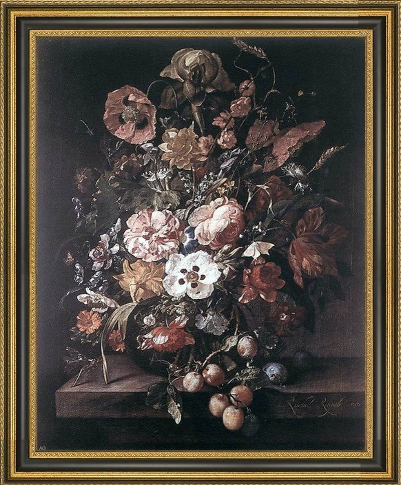 Rachel Ruysch Bouquet in a Glass Vase Framed Premium Canvas Print, 20"x25"