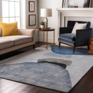Premium Machine Washable Mayfield AMF547 Blue 3' x 5' Rug