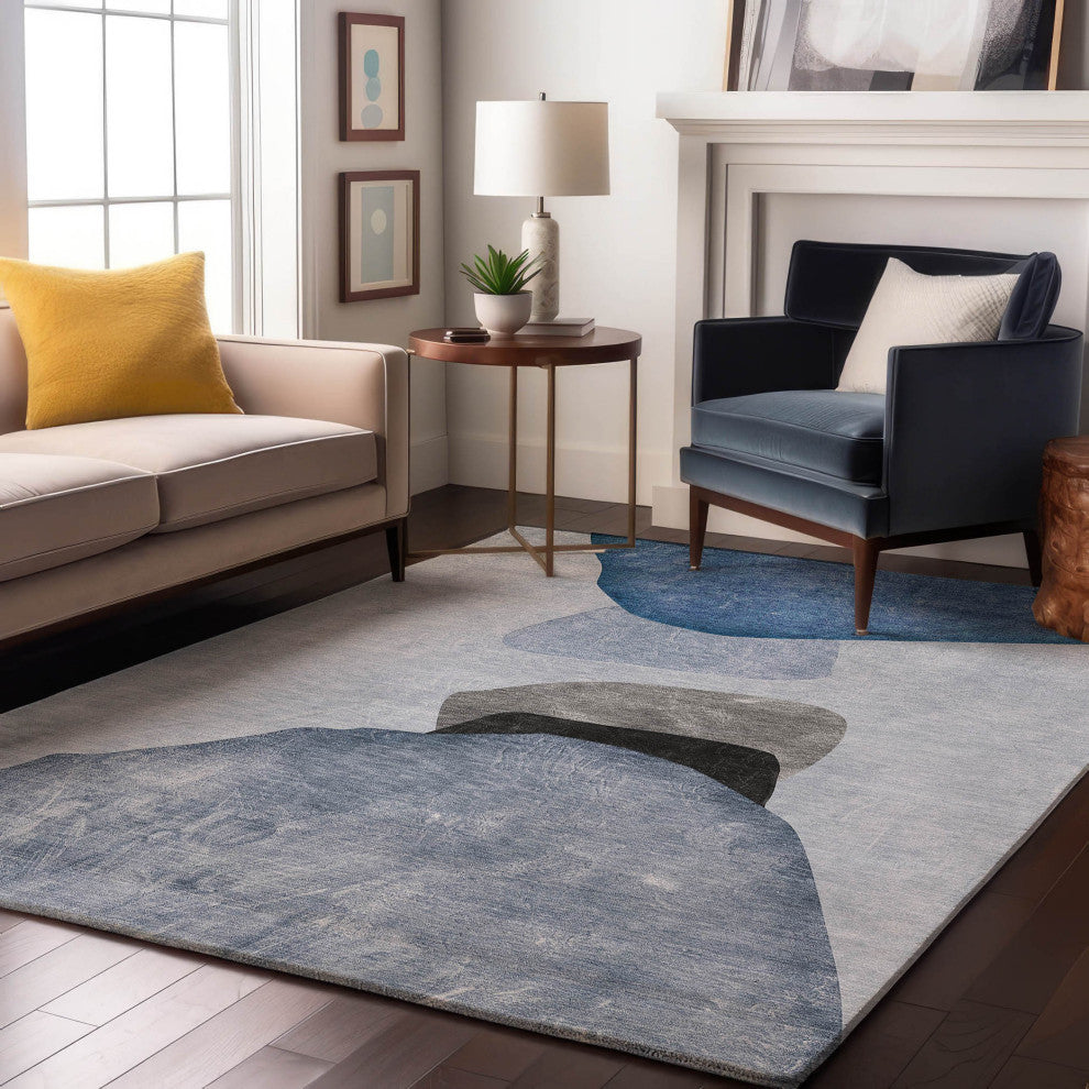 Premium Machine Washable Mayfield AMF547 Blue 3' x 5' Rug