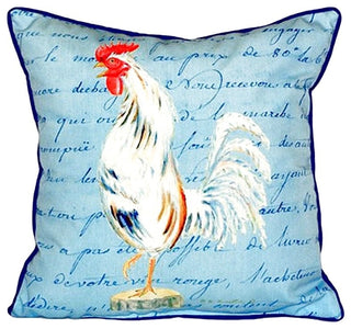White Rooster Script Small Indoor/Outdoor Pillow 12x12 - Set of Two