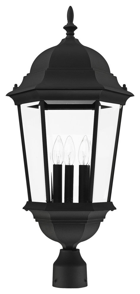 Textured Black Traditional, Historical, Outdoor Post Top Lantern