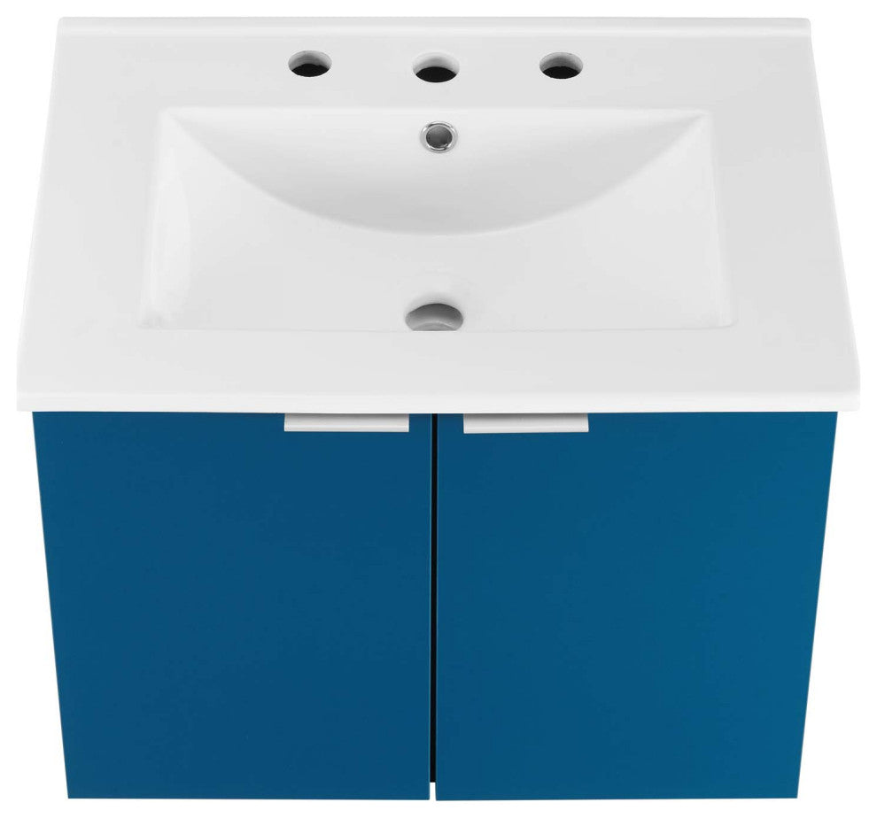 Maybelle 24" Wall-Mount Bathroom Vanity, Navy White