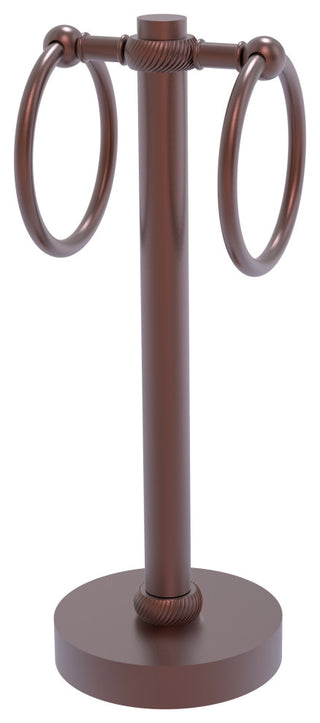 Vanity Top 2 Towel Ring with Twisted Accents, Antique Copper