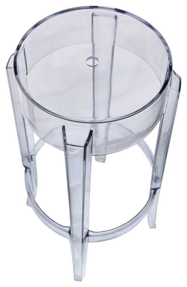 LeisureMod Averill Plastic Barstool with Clear Acrylic Seat and Legs, Set of 2