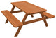 Pine Picnic Table with Attached Benches, Cedar Stain, 5 Foot